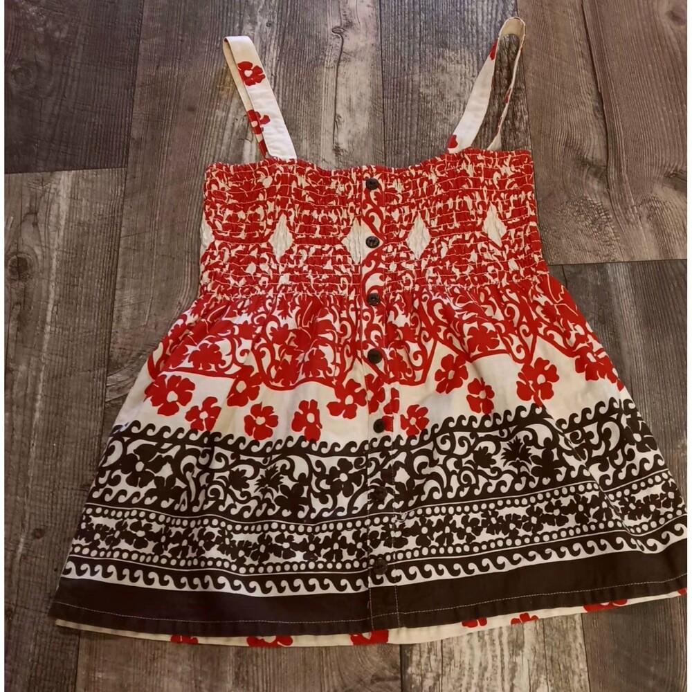 Roxy Tribal Boho Babydoll Tunic Adjustable Straps 2000's Sz Jrs Large Festival